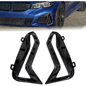 Front Bumper Side Grill Black Trim Pair Set Fit for BMW 3 Series G20 G21 M340i 2018-2022 Replace # 51118093301 51118093302 Fog Lamp Decorative Grill Trim