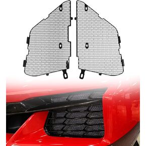 Black Aluminum C8 Front Radiator Guards Grille Fit for Corvette C8 Stingray Z51 Coupe Convertible/HTC 2020-2025 OEM Style 2PCS Front Outer Grill Guard Grille Vents Insert Mesh Set