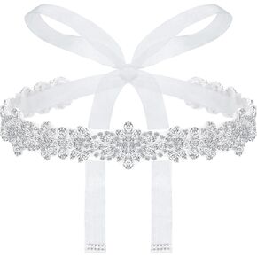 Geyoga Bridal Belt Belt Bress Bress Belt Rhinestone Wedding Wedding for Bride Dress Bruts Crystal Belt with White Organza (Astract)