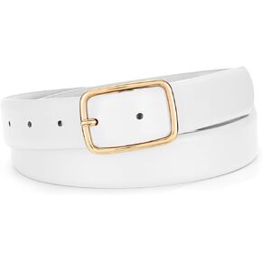 SANSTHS Women Leather Belts for Jeans Pants Fashion Ladies Waist Belts Simple Gold Square Buckle Belt