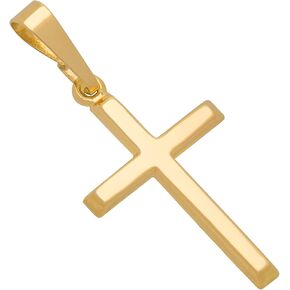 MAZZERI 14k Gold Cross Pendant, Hypoallergenic Gold Religious Charms for Men and Women, Handcrafted in the USA - (1 Inch)