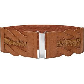 BlackButterfly 3 Inch Wide Waspie Elastic Vintage Braided Buckle Waist Belt