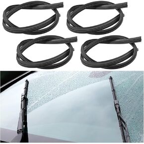 4PCS CAR CAR بدون إطار من الزجاج الأمامي تعبئة شفرة ممسحة ، 25.47 "DIY قابلة للتعديل النافذة الإدراج غير القابل للمعدل إدراج سيليكون ، استبدال عالمي للسيارات ، سيارات الدفع الرباعي ، الشاحنات