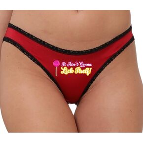 Knaughty Knickers It Aint Gonna Lick Itself Isnt Going To With Pink Lolipop Red and Black Bikini Panties Adult Flirty Fun