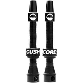 CushCore 44mm Air Valve Set - Premium Set of Alloy Valves, Nitrile Rubber Seal, Valve Core Tool Included, Tubeless Presta Valve, (44mm 2-Pack, Black)