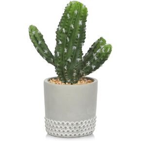 DILATATA 13' Small Fake Cactus Plant Potted 'Prickly Pear Cactus' Faux Cacti for Home Garden Office Decor Housewarming Gifts
