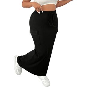 Soly Hux Women's Plus Cargo Tarts Y2K Vintage Long Maxi التنانير مع ملابس الشارع الجيوب