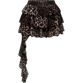 Women's Y2K Grunge Punk Leopard Print Layered Hem Short Skirt A Line Ruffle Skirts