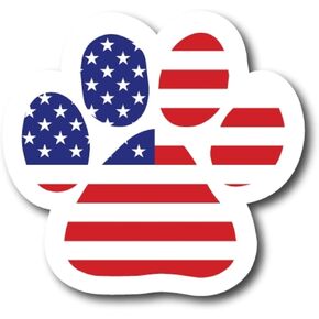Magnet Me Up American Flag Paw Print Shape Magnet Decal - Patriotic Auto Accessory for Cars or Trucks - Red, White, and Blue, Heavy-Duty Automotive Magnet to Showcase Your Love for Pets and Country
