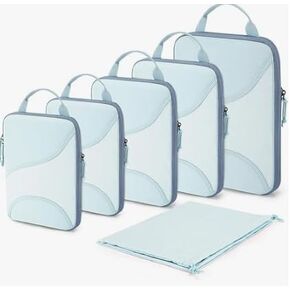 BAGSMART Compression Packing Cubes for Travel, 6 Set Travel Packing Cubes for Suitcases, Compression Suitcases Organizers Bag Set for Travel Essentials, Lightweight Packing Organizers with Shoe Bag