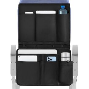 Linkidea Airplane Tray Table Cover with Under Desk Attachment Set, Travel Accessories for Seat Back Organize & Personal Item Storage, Washable Airplane Accessories with Water Bottle Holder (Black)