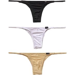 COMLIFE Men's Low Rise Traceless Thong Soft Ice Silk Bikini Panties