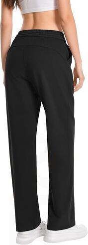 Auriviz Widen Waistband Sweat Pants for Women Exposed Pockets Lounge Sweatpants Straight Leg Pants 29’’ Inseam in Saudi Arabia