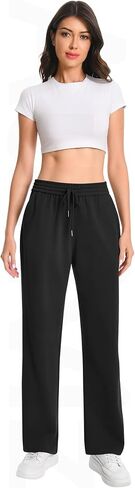 Auriviz Widen Waistband Sweat Pants for Women Exposed Pockets Lounge Sweatpants Straight Leg Pants 29’’ Inseam in Saudi Arabia