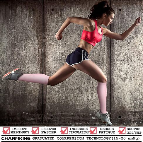 CHARMKING Compression Socks for Women and Men Circulation (4 Pairs) 15-20 mmHg is Best Support for Athletic Running Cycling (L/XL,Multi 09) in Saudi Arabia