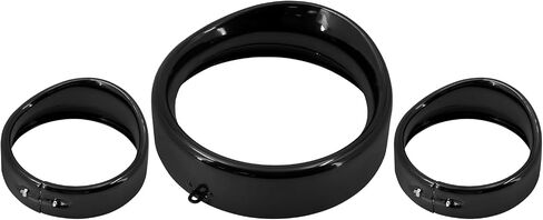 Motorcycle 7" Headlight Trim Ring 4.5" Fog Light Trim Ring Set Visor Style Fit for Harley Softail FL 1994-2017 (Black) in Kuwait