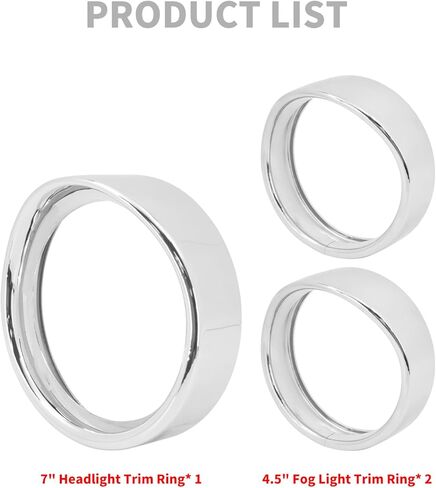 Motorcycle 7" Headlight Trim Ring 4.5" Fog Light Trim Ring Set Visor Style Fit for Harley Softail FL 1994-2017 (Black) in Kuwait