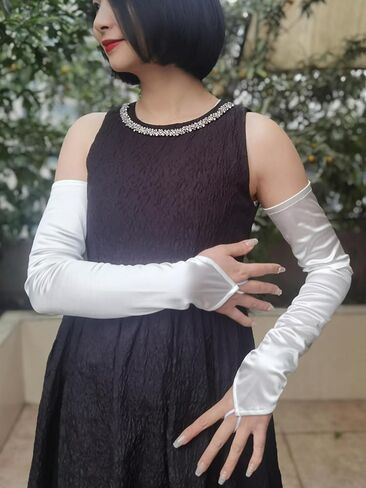 YHDDYG Long Opera Gloves for Women Fingerless Satin Gloves Elbow length Gloves for Women Dressy Bridal Gloves For Wedding S65 in Kuwait