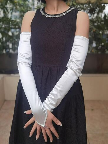 YHDDYG Long Opera Gloves for Women Fingerless Satin Gloves Elbow length Gloves for Women Dressy Bridal Gloves For Wedding S65 in Kuwait