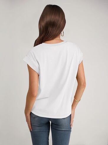 anrabess women cap sleeve tops 2025 Strendy Summer Loose Fit Fit Basic Tirts Business Thary Disy Discale Comples in Kuwait
