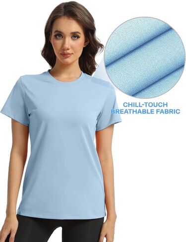Women's T-Shirts Crew Neck Short Sleeve Summer Top Basic Tee Cassic Fit Gym Shirt for Casual Workout Yoga in Saudi Arabia
