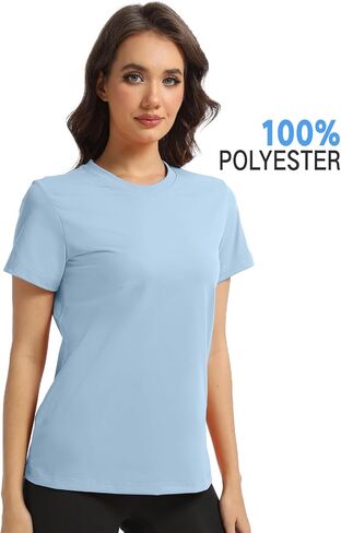 Women's T-Shirts Crew Neck Short Sleeve Summer Top Basic Tee Cassic Fit Gym Shirt for Casual Workout Yoga in Saudi Arabia