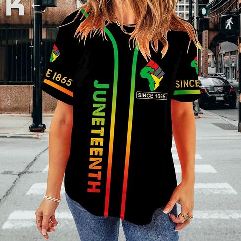القمصان juneteenth نساء استقلال الأسود تي شيرت الرسومات تي شيرت الاحتفال 1865 حرية تي شيرت قمم قصيرة الأكمام in Kuwait