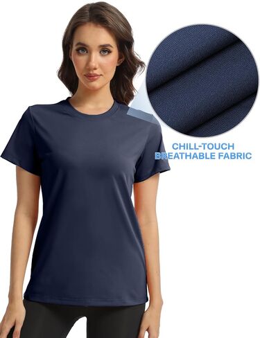 Women's T-Shirts Crew Neck Short Sleeve Summer Top Basic Tee Cassic Fit Gym Shirt for Casual Workout Yoga in Saudi Arabia