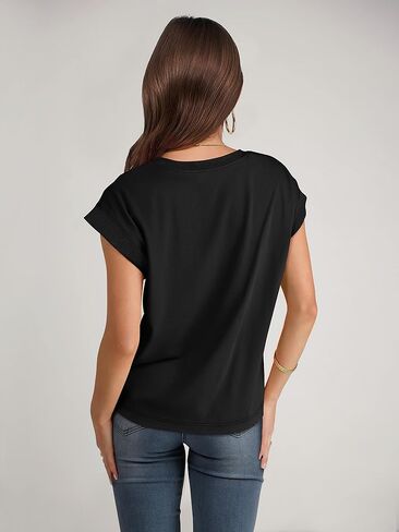 ANRABESS Women Cap Sleeve Tops 2025 Trendy Summer Loose Fit Cute Basic T Shirts Business Dressy Casual Outfits Clothes in Kuwait