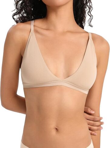 INIBUD Bralettes for Women Triangle Padded Bralette Deep V Seamless Bras No Underwire Comfortable Wireless Everyday in Saudi Arabia