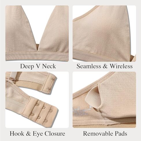 INIBUD Bralettes for Women Triangle Padded Bralette Deep V Seamless Bras No Underwire Comfortable Wireless Everyday in Saudi Arabia