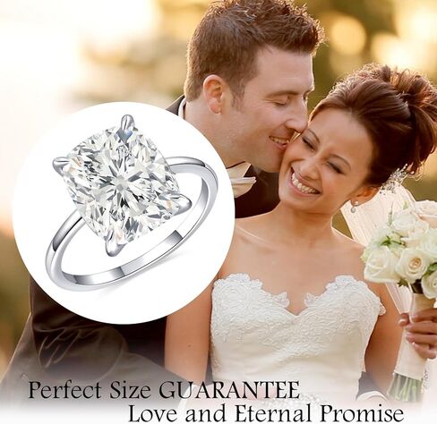 3CT/5CT Elongated Cushion Cut Engagement Ring for Women, Promise Wedding Cubic Zirconia White Gold Plated Band Size 5-9 in Saudi Arabia