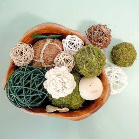 Qingbei Rina 4th of July Decorative Balls for Bowls, Patriotic Bowl Fillers for Home Decor, Wicker Rattan Balls Decorative, Red White Blue Vase Filler with American Flag for Independent Day in Kuwait