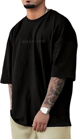Opomelo Men's Fashion Athletic T-Shirt Oversized Workout Short Sleeve Shirt Casual Crew Neck Cotton Tee in Saudi Arabia