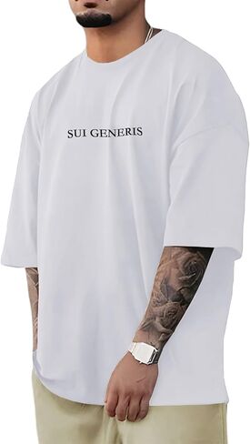 Opomelo Men's Fashion Athletic T-Shirt Oversized Workout Short Sleeve Shirt Casual Crew Neck Cotton Tee in Saudi Arabia
