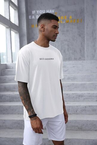 Opomelo Men's Fashion Athletic T-Shirt Oversized Workout Short Sleeve Shirt Casual Crew Neck Cotton Tee in Saudi Arabia