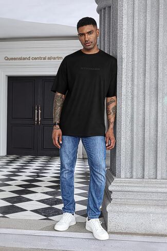 Opomelo Men's Fashion Athletic T-Shirt Oversized Workout Short Sleeve Shirt Casual Crew Neck Cotton Tee in Saudi Arabia