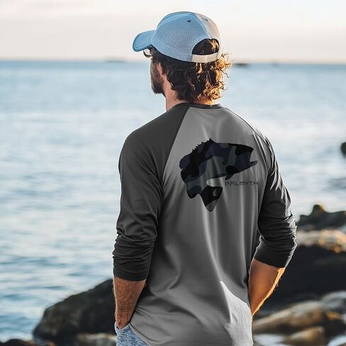 Palmyth Fishing Shirts for Men Long Sleeve Sun Protection UV UPF 50+ T-Shirts Performance Quick Dry in Saudi Arabia