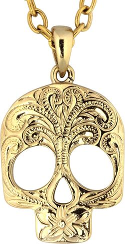 Hawaiian Jewelry by Austaras - Skull Pendant - Engraved with Hibiscus Flower in Saudi Arabia