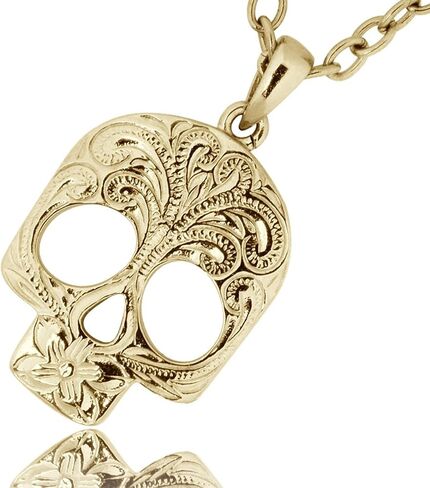 Hawaiian Jewelry by Austaras - Skull Pendant - Engraved with Hibiscus Flower in Saudi Arabia