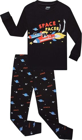 Benaive Boys Pajamas Long Sleeves Sets 100% Cotton 4 Pieces Kids School PJs Boys Sleepwear Size 2T-12 Years in Kuwait