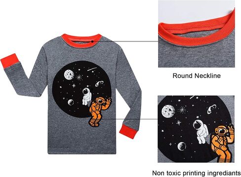 Benaive Boys Pajamas Long Sleeves Sets 100% Cotton 4 Pieces Kids School PJs Boys Sleepwear Size 2T-12 Years in Kuwait
