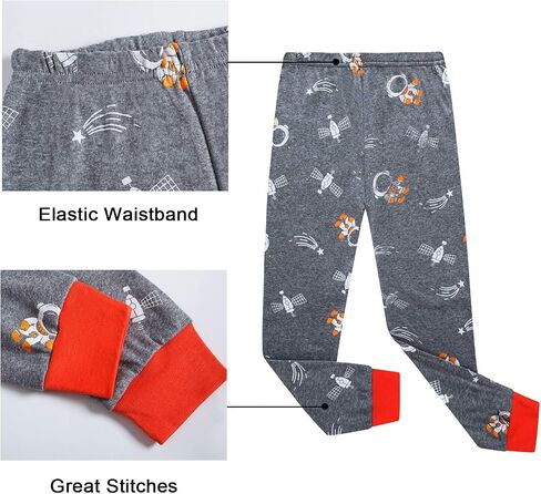 Benaive Boys Pajamas Long Sleeves Sets 100% Cotton 4 Pieces Kids School PJs Boys Sleepwear Size 2T-12 Years in Kuwait