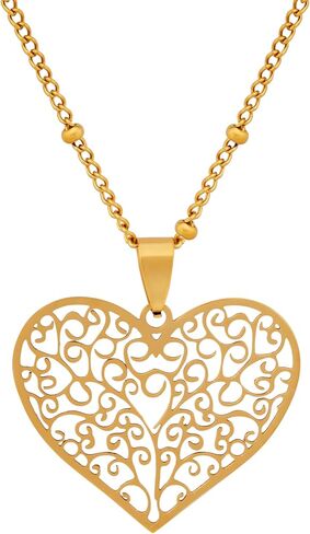 MINACHI Gold Plated Stainless Steel Geometric Pendant Chain Necklace, Vintage Fashion Statement Jewelry Gift for Women in Kuwait