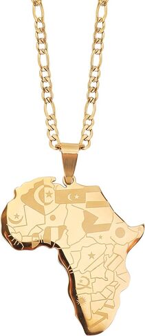 MINACHI Gold Plated Stainless Steel Geometric Pendant Chain Necklace, Vintage Fashion Statement Jewelry Gift for Women in Kuwait