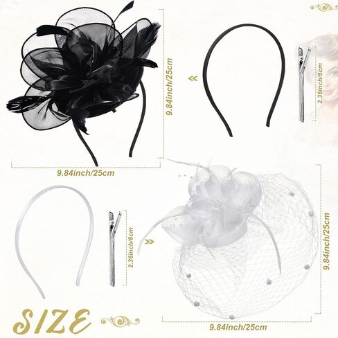 2 Packs Fascinator Hats for Women Tea Party Derby Hats Mesh Flower Feathers Headbands and Clips Tea Party Headwear in Saudi Arabia