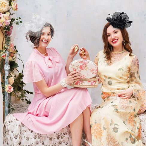 2 Packs Fascinator Hats for Women Tea Party Derby Hats Mesh Flower Feathers Headbands and Clips Tea Party Headwear in Saudi Arabia