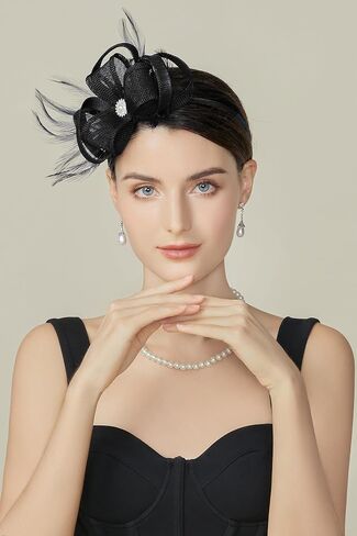 BABEYOND Fascinators Hats for Women - Tea Party Hats Fascinators Kentucky Headband Feather Derby Hat for Bridal Wedding in Kuwait