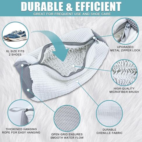 XXL Shoe Washing Machine Bag - 2 Reusable Shoe Cleaning Bags, Shoe Laundry Bag with Zipper Protection Design, 360° Deep Clean for Sneaker Tennis Shoe, Include 2 Shoe Storage Dust Bags (Yellow) in Kuwait