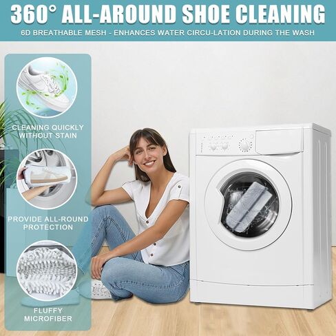 XXL Shoe Washing Machine Bag - 2 Reusable Shoe Cleaning Bags, Shoe Laundry Bag with Zipper Protection Design, 360° Deep Clean for Sneaker Tennis Shoe, Include 2 Shoe Storage Dust Bags (Yellow) in Kuwait
